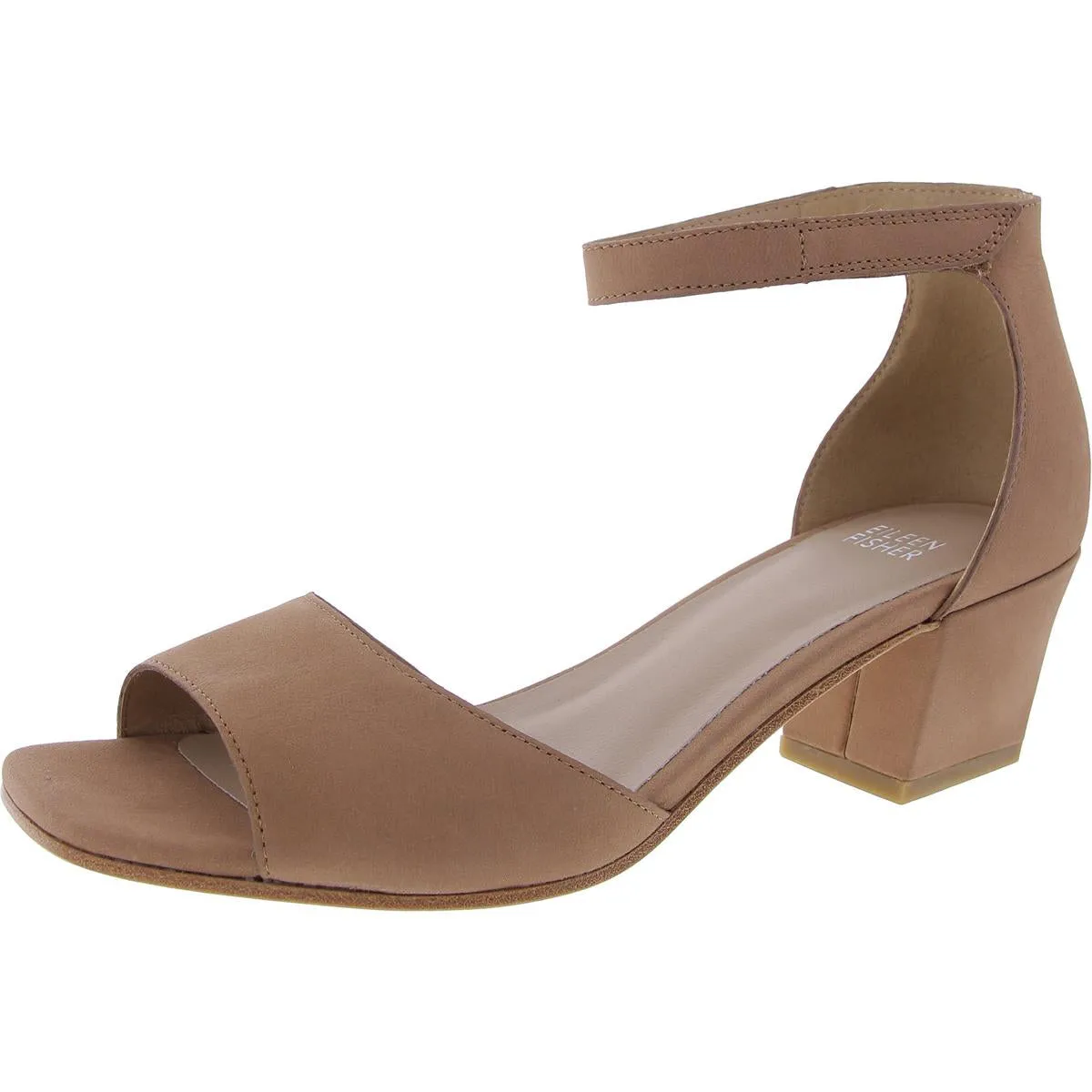 VIVA Womens Block Heel Faux Suede Ankle Strap