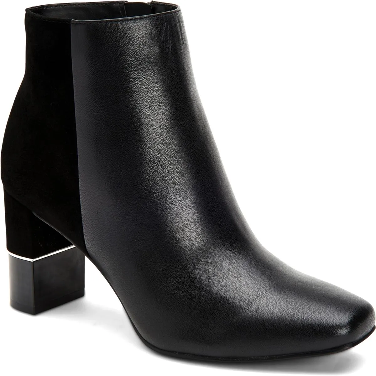 Walliss Womens Leather Block Heel Ankle Boots