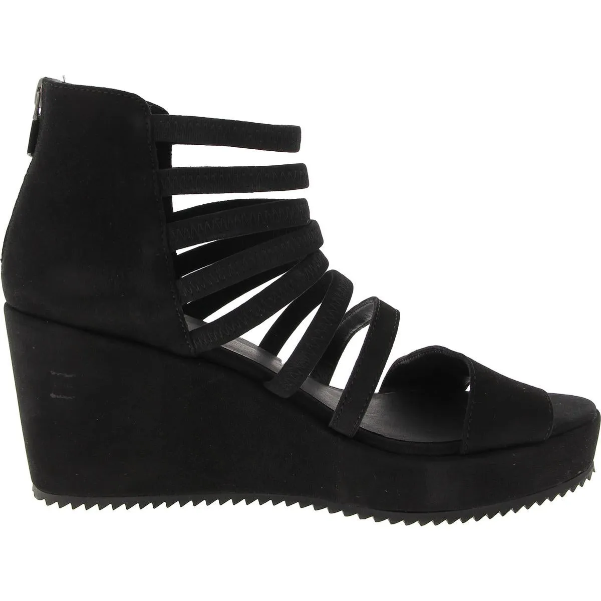 WAVEY Womens Zipper Faux Suede Wedge Heels