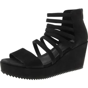 WAVEY Womens Zipper Faux Suede Wedge Heels