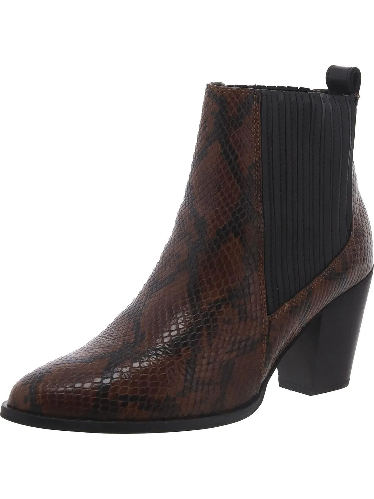 West Lo Womens Leather Embossed Ankle Boots