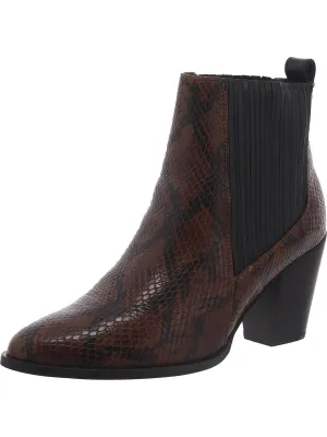 West Lo Womens Leather Embossed Ankle Boots