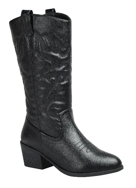 WESTERN18 - CHARCOAL COWBOY BOOTS
