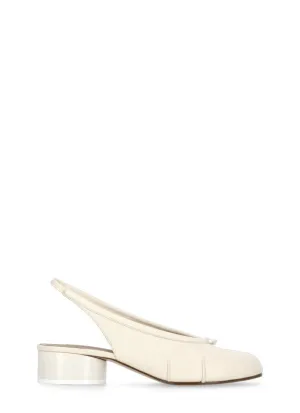White Leather Tabi Slingback