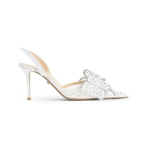White Mesh Le Cadeau Strass Pumps