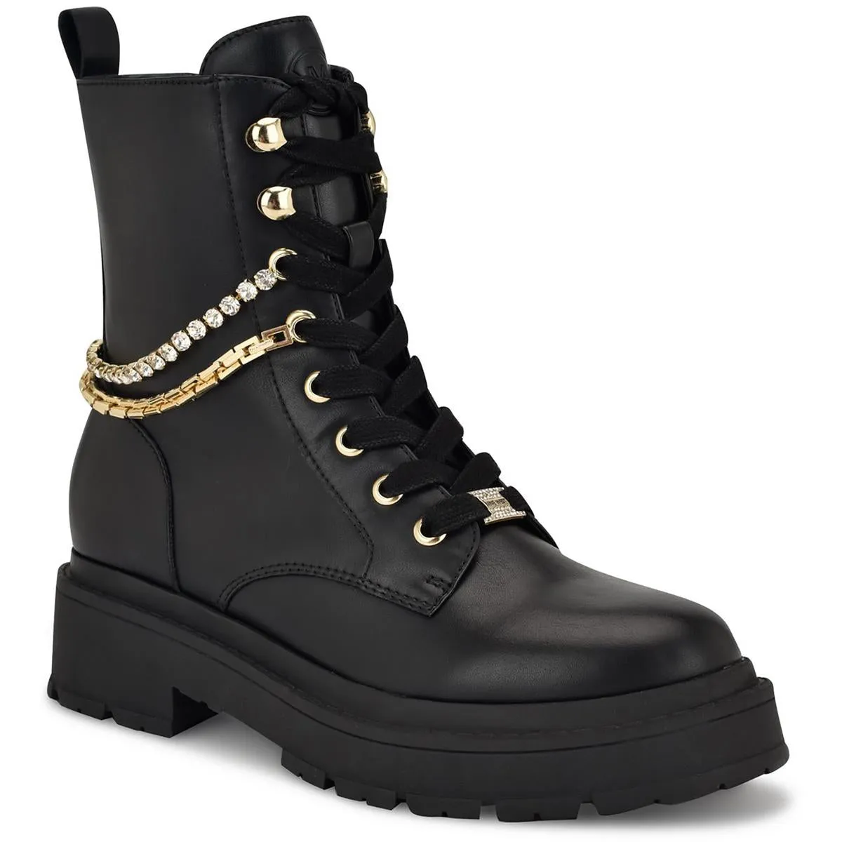 wHughes3 Womens Embellished Manmade Motorcycle Boots