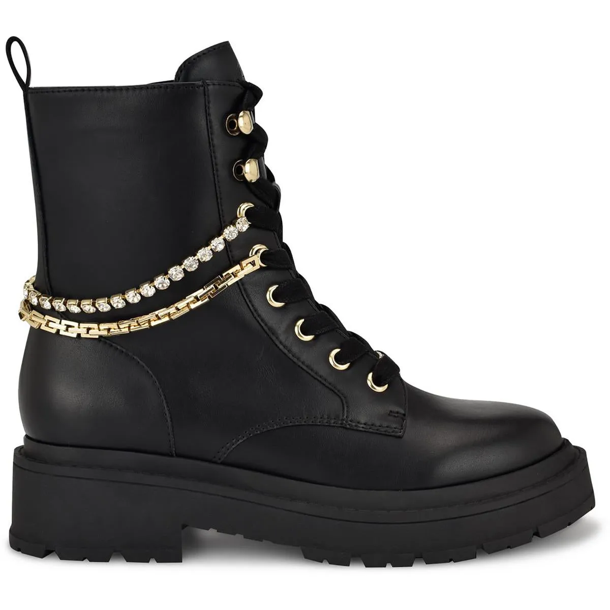 wHughes3 Womens Embellished Manmade Motorcycle Boots