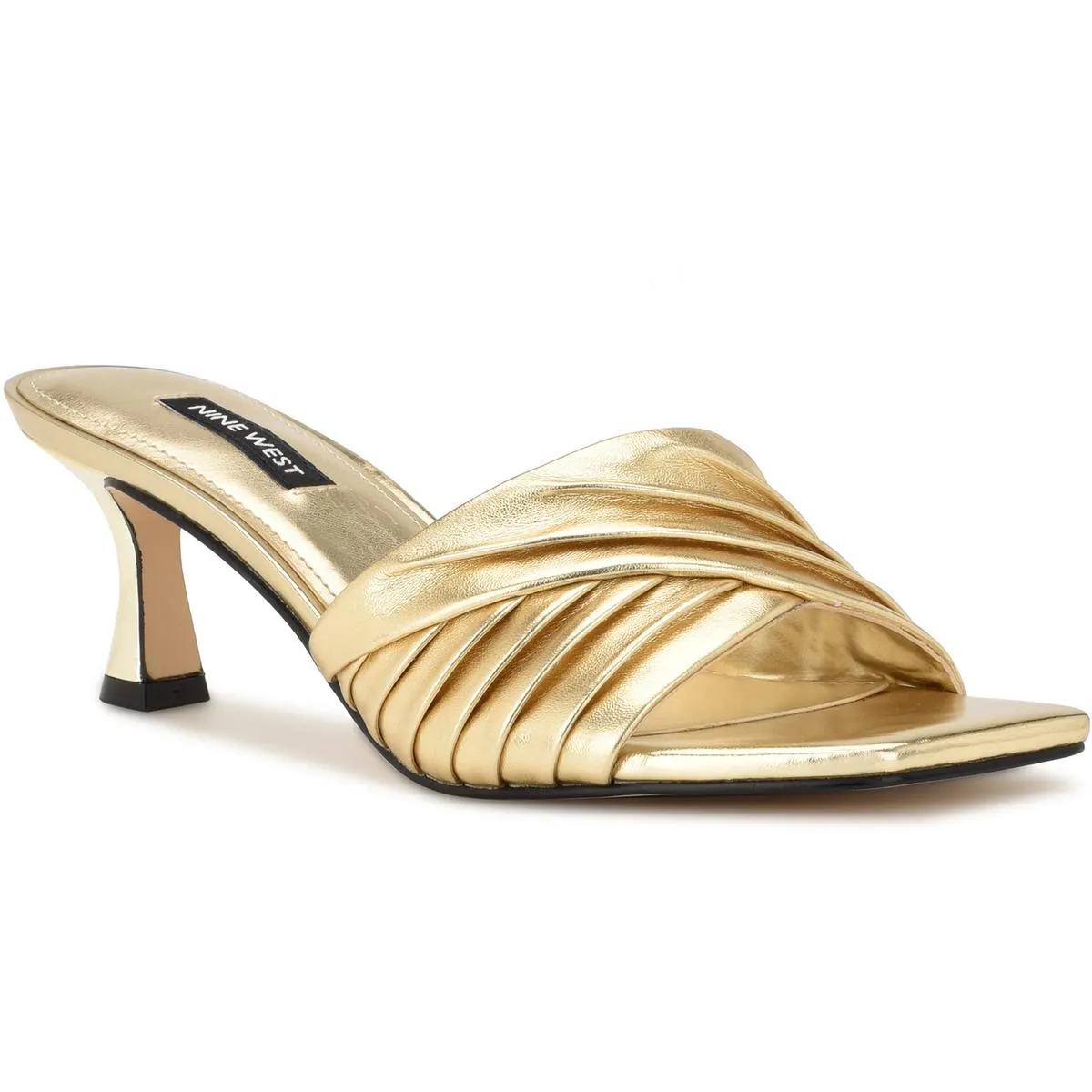 WNAZALA3 Womens Faux Leather Slip On Kitten Heels