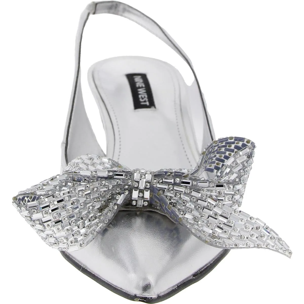 WNRILLS Womens Bow Manmade Slingback Heels