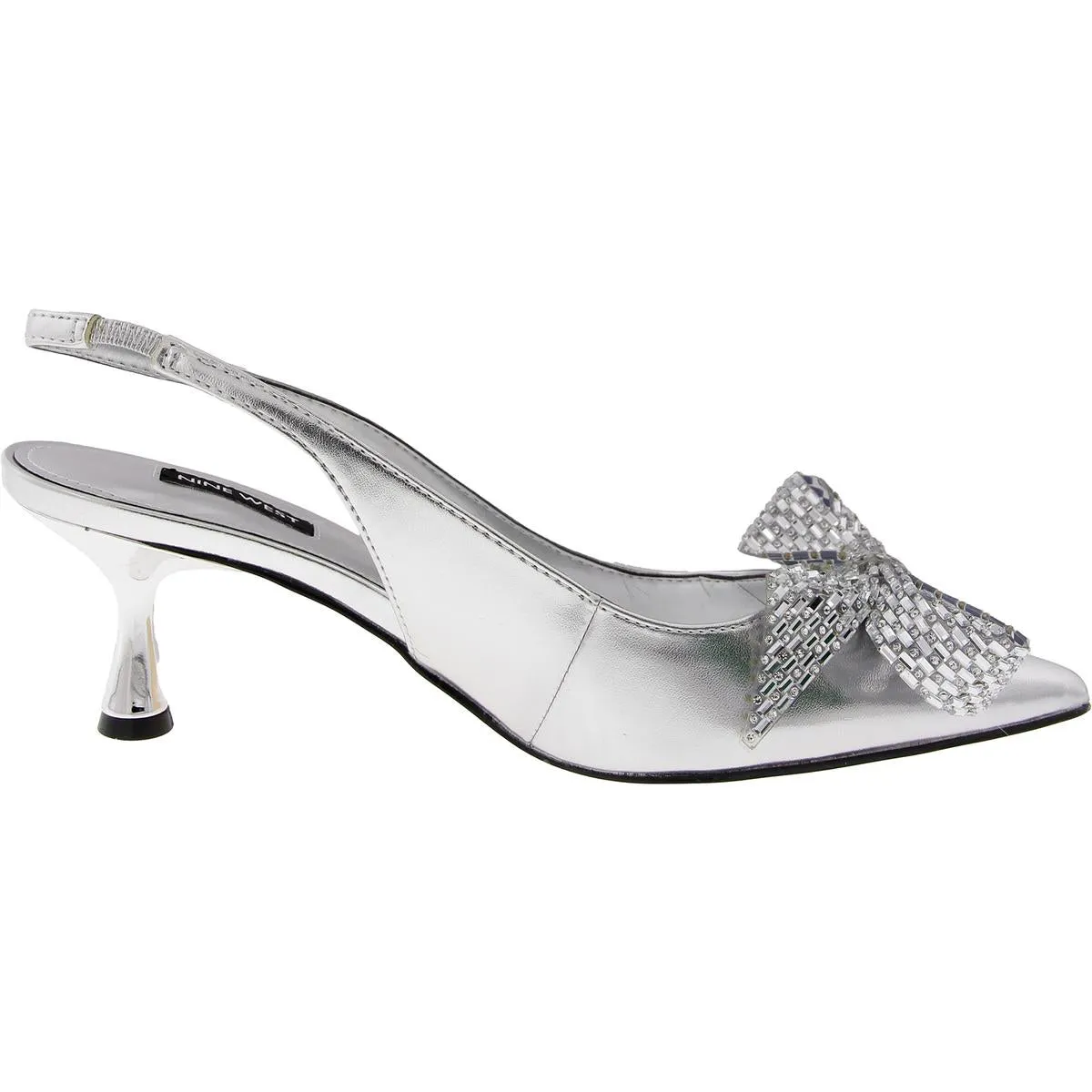 WNRILLS Womens Bow Manmade Slingback Heels