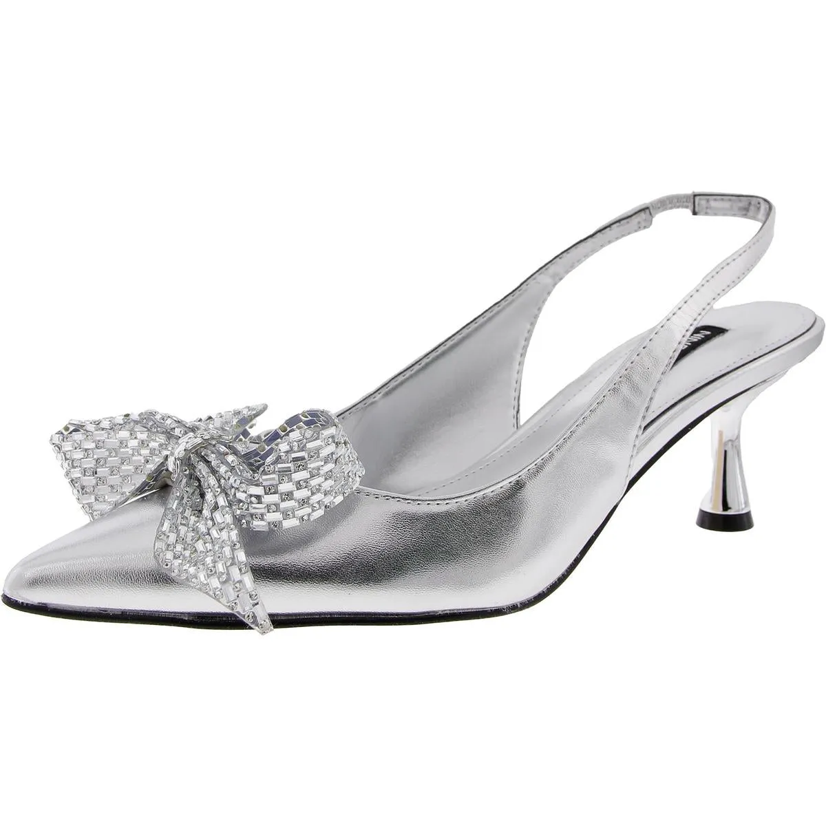 WNRILLS Womens Bow Manmade Slingback Heels