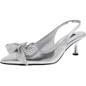 WNRILLS Womens Bow Manmade Slingback Heels