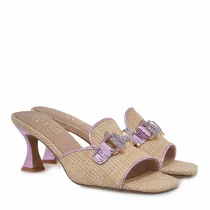 Women Lucia Raffia Lilac Sandal In Beige
