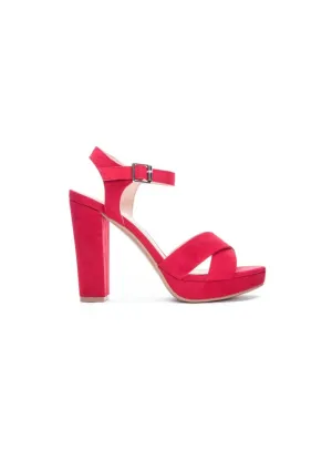Women's Ankle Strap Platform Heel In Red