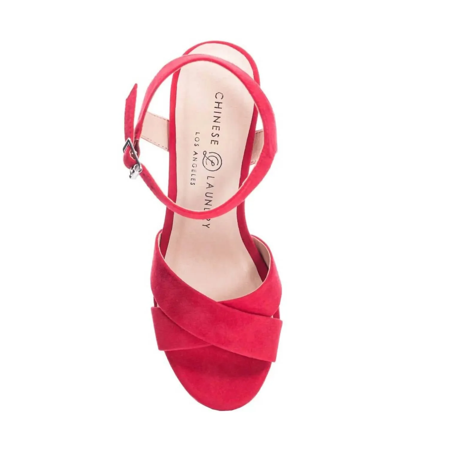 Women's Ankle Strap Platform Heel In Red