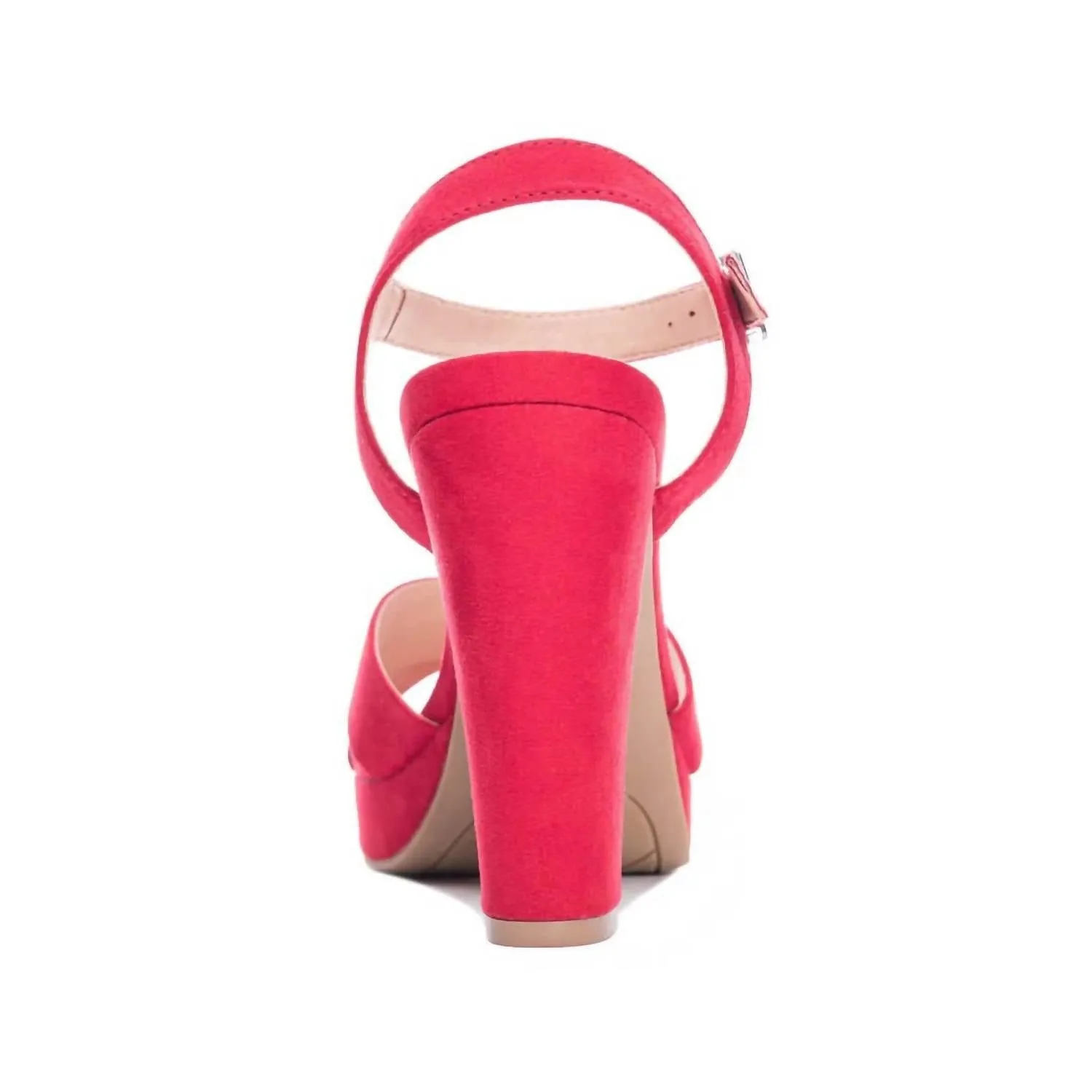 Women's Ankle Strap Platform Heel In Red