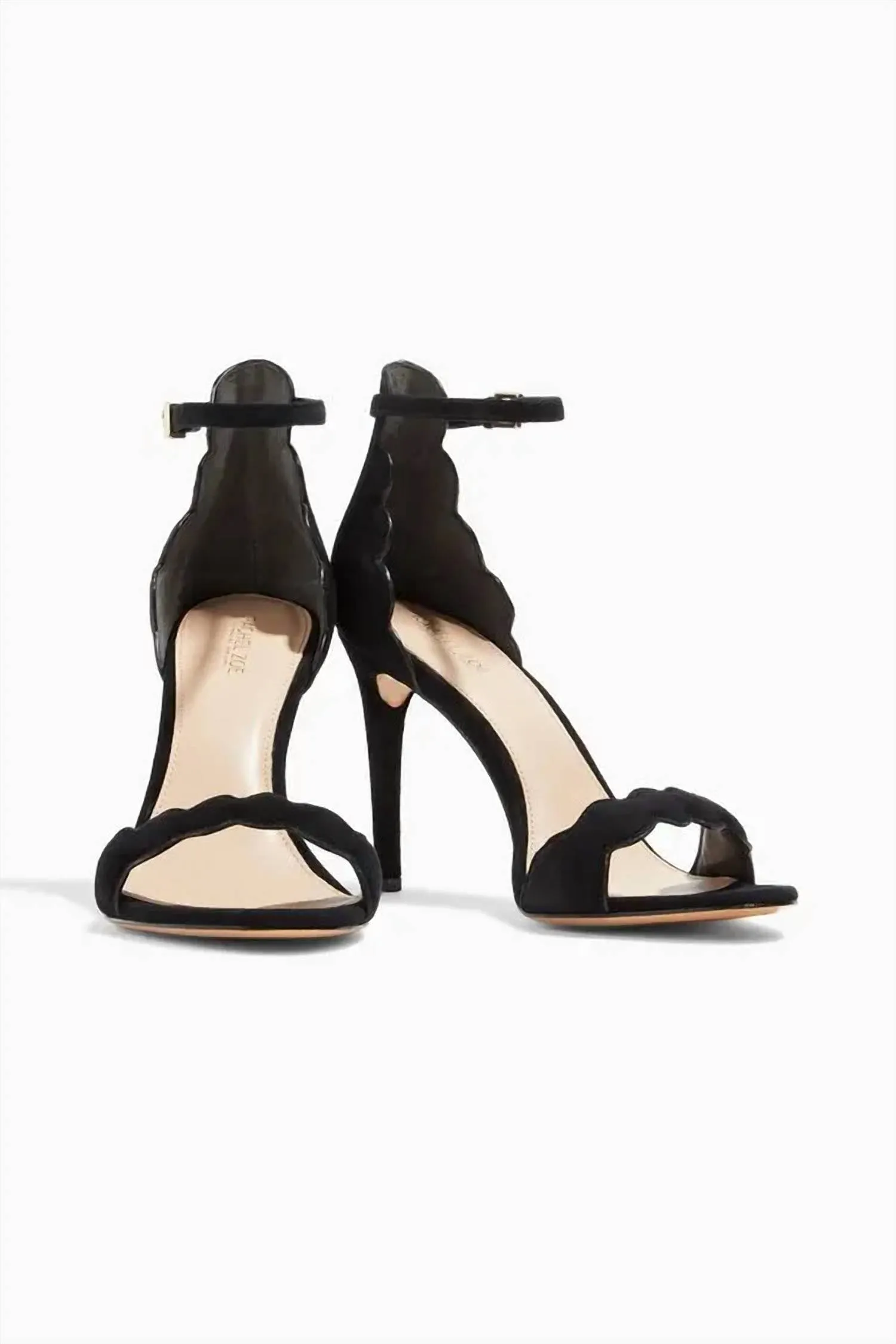 Women's Ava Scalloped Sandals In Black Kid Suede