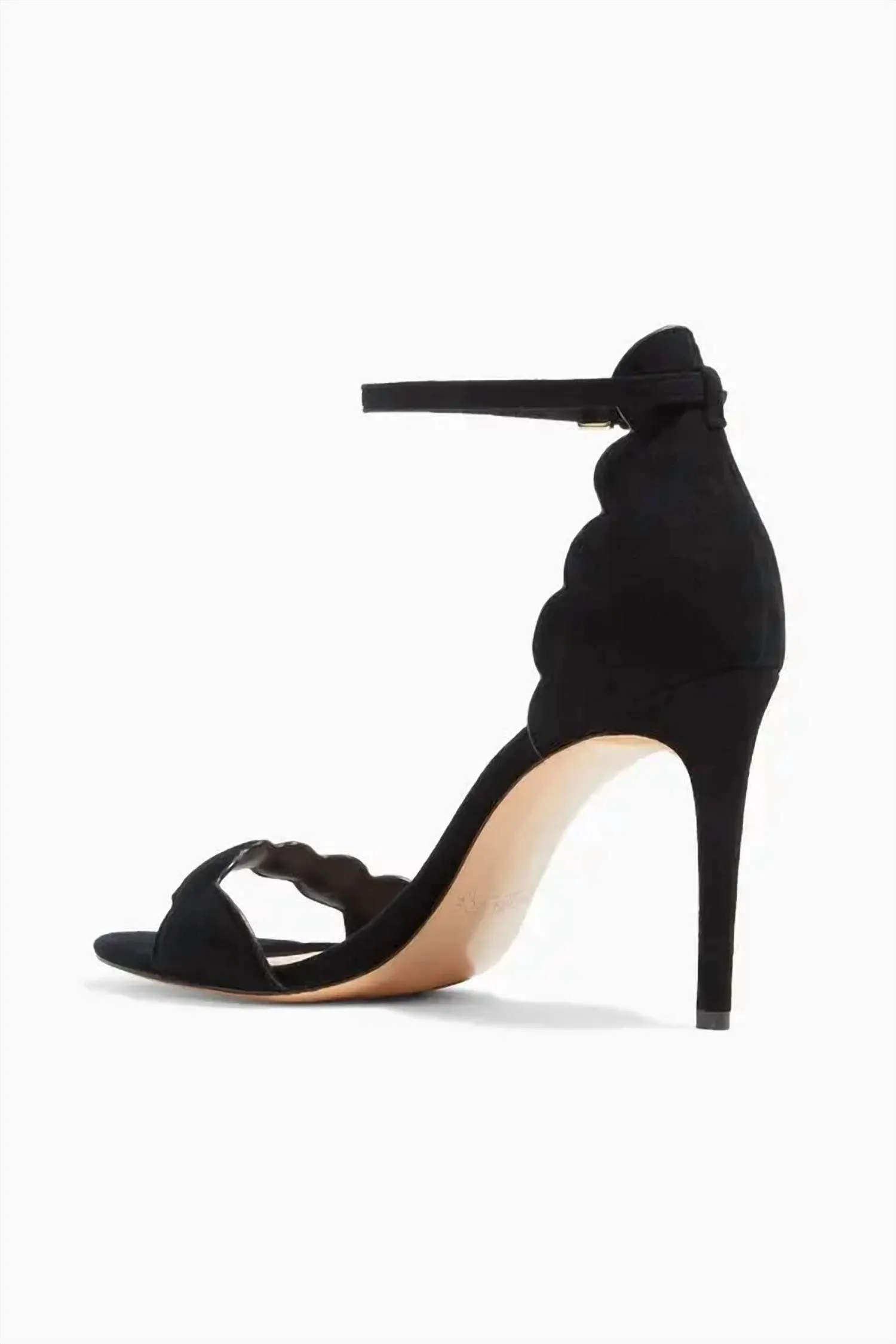 Women's Ava Scalloped Sandals In Black Kid Suede
