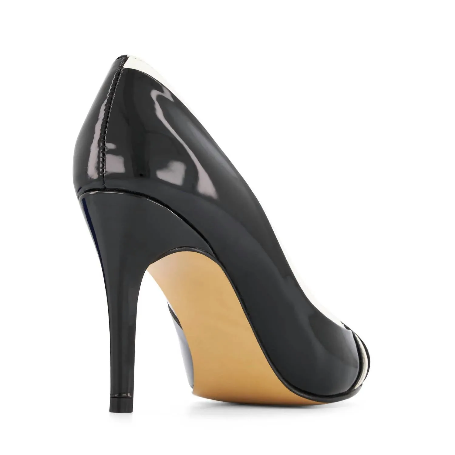 Women's Bicolor High Heels Pump In Black