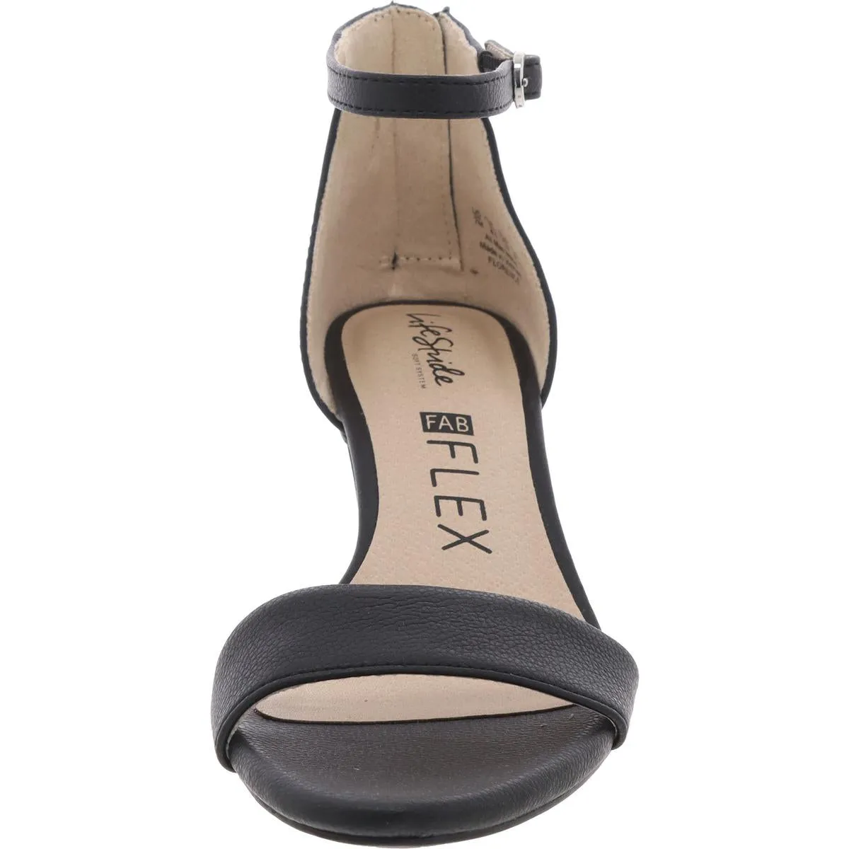 Womens Block Heel Faux Leather Ankle Strap