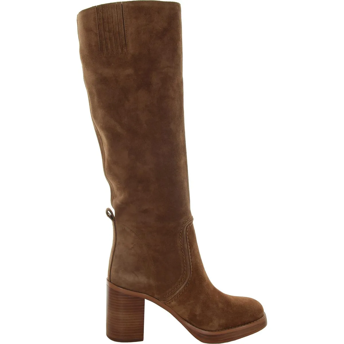 Womens Block Heel Faux Leather Mid-Calf Boots