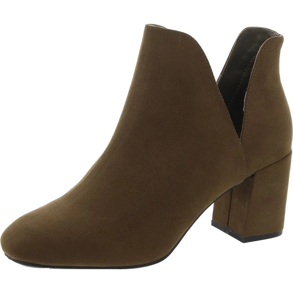 Womens Block Heel Faux Suede Ankle Boots