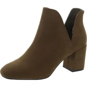 Womens Block Heel Faux Suede Ankle Boots