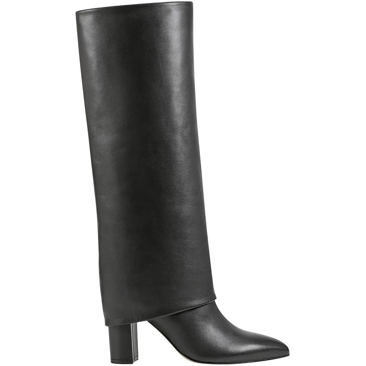 Womens Block Heel Leather Mid-Calf Boots