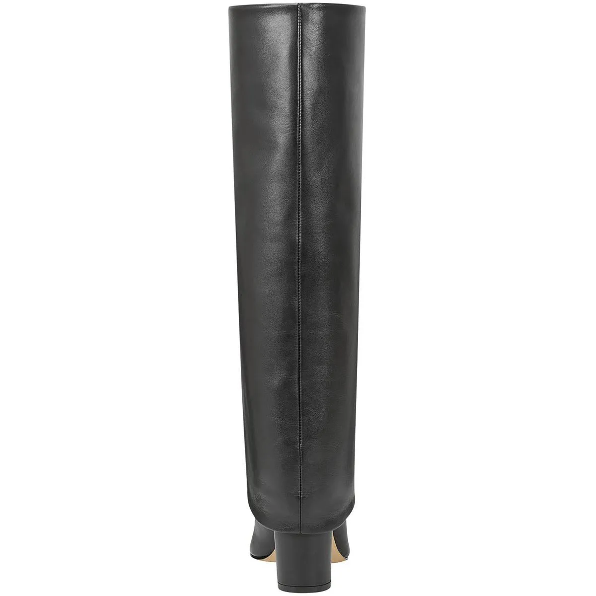 Womens Block Heel Leather Mid-Calf Boots