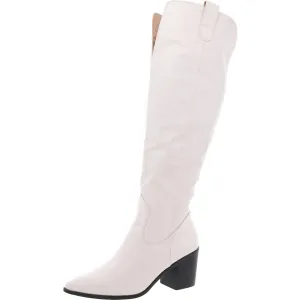 Womens Block Heel Manmade Knee-High Boots