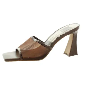 Womens Block Heel Manmade Slide