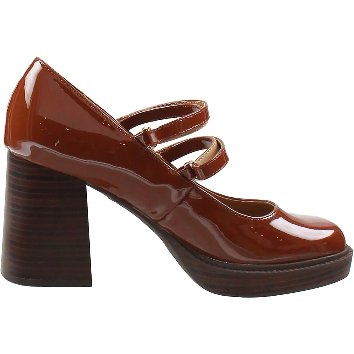 Womens Block Heel Patent Mary Jane Heels