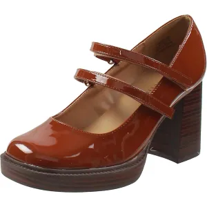 Womens Block Heel Patent Mary Jane Heels