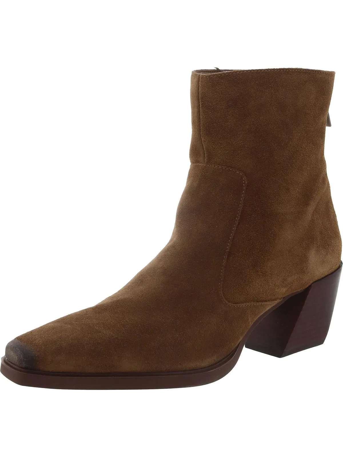 Womens Block Heel Square Toe Booties