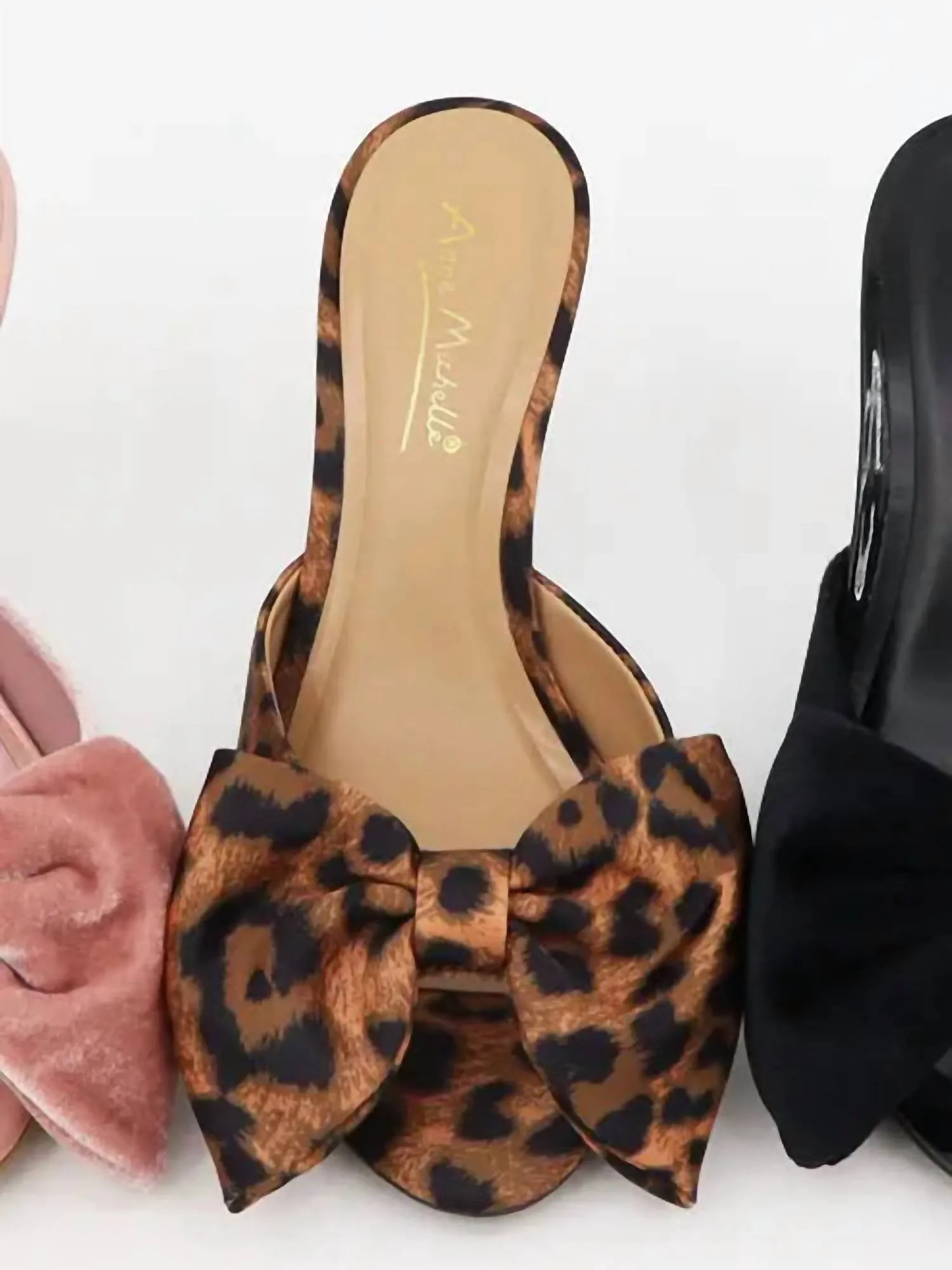 Women's Bow Tie Slide Heels In Leopard