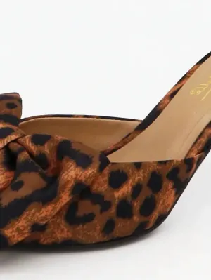 Women's Bow Tie Slide Heels In Leopard