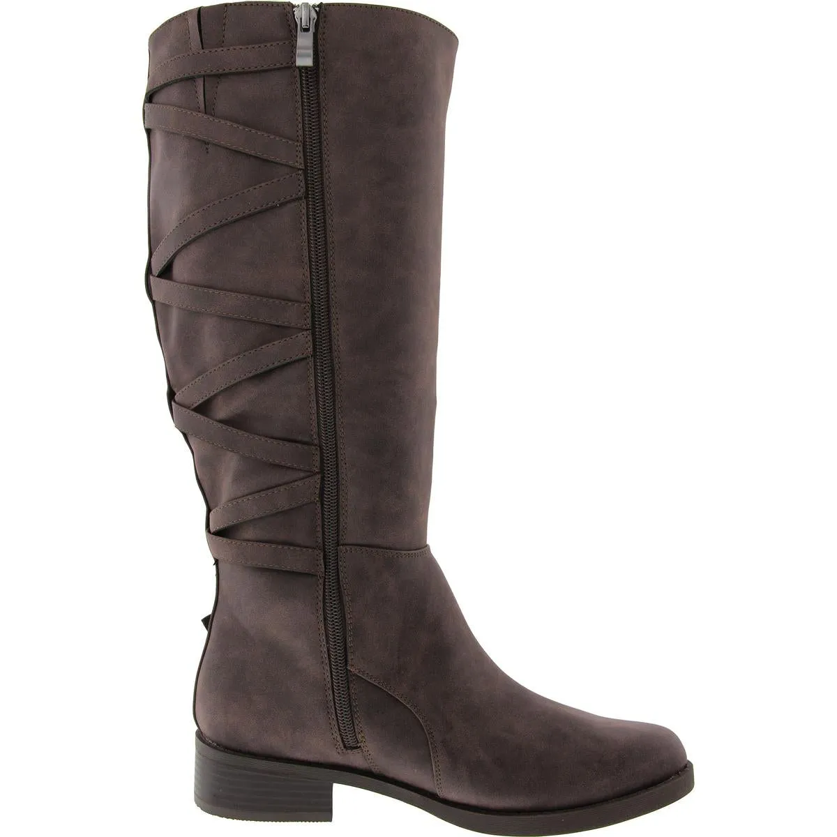 Womens Buckle Faux Leather Over-The-Knee Boots