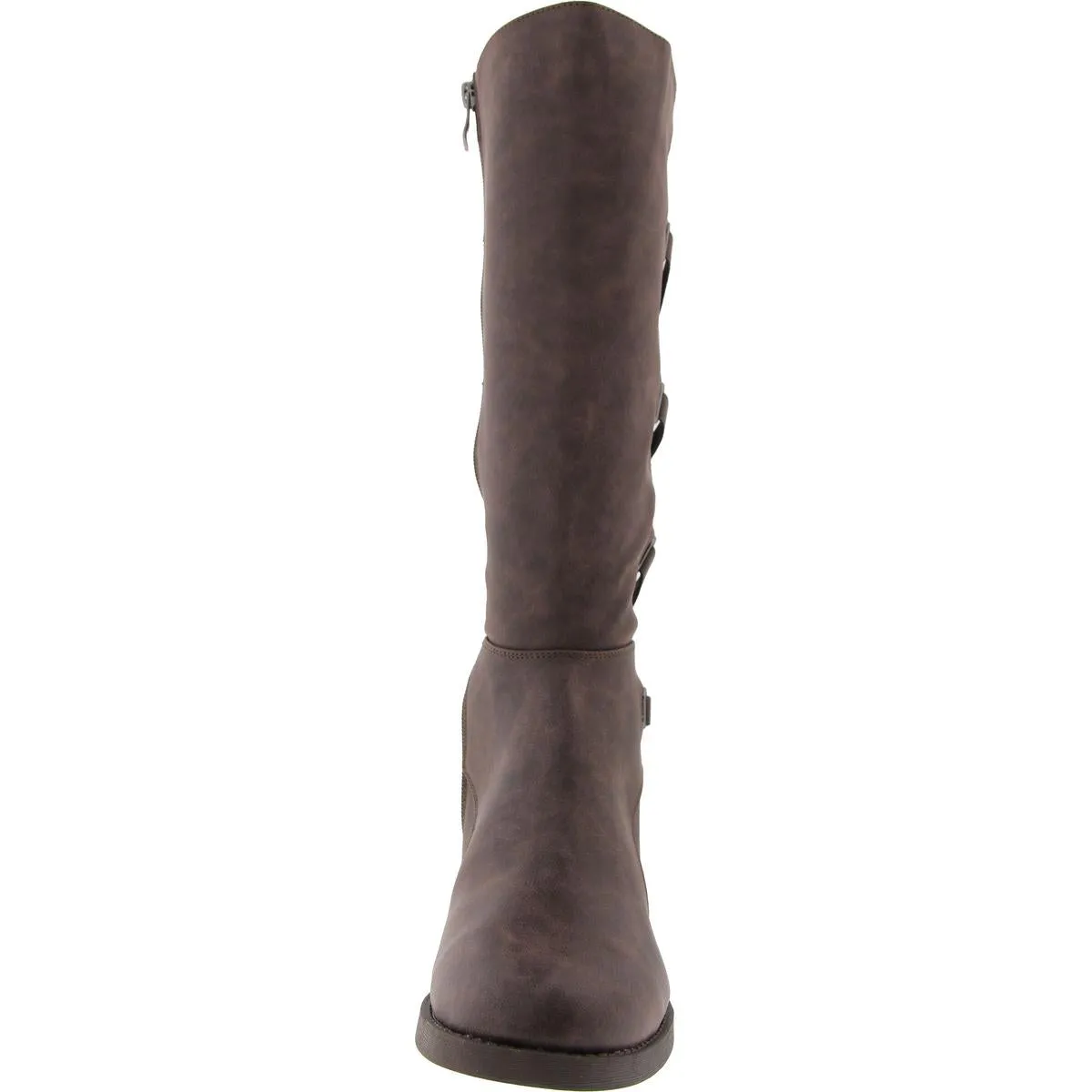 Womens Buckle Faux Leather Over-The-Knee Boots
