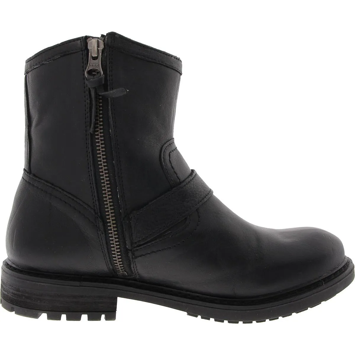 Womens Buckle Leather Motorcycle Boots