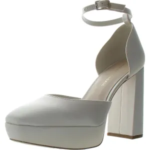 Womens Buckle Leather Platform Heels