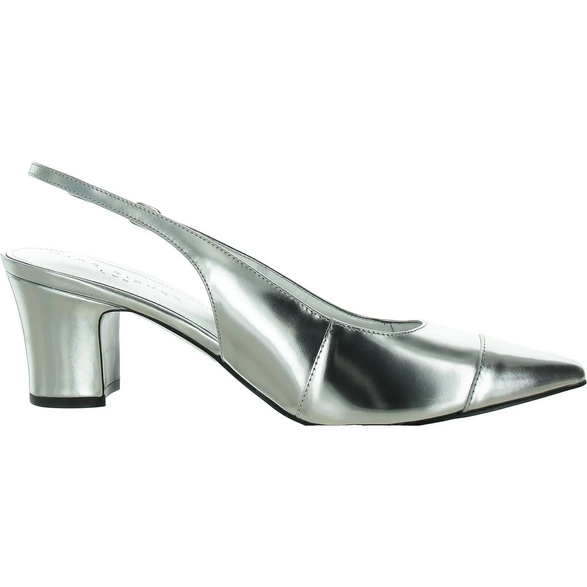 Womens Buckle Metallic Slingback Heels
