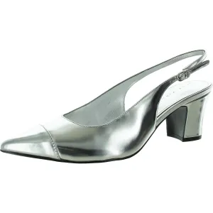 Womens Buckle Metallic Slingback Heels