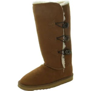 Womens Button Sheepskin Shearling Boots