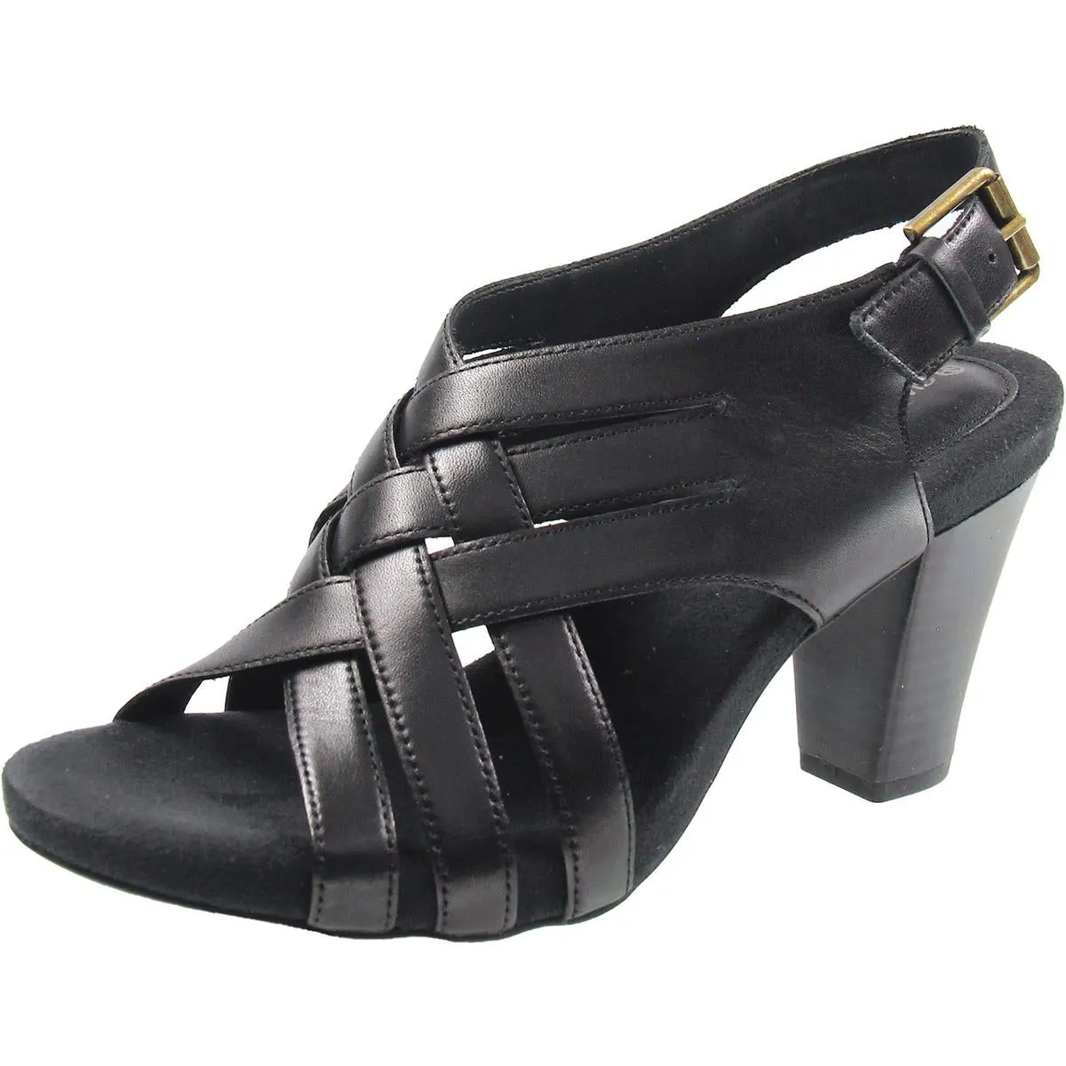 Womens Criss-Cross Leather Espadrille Heels