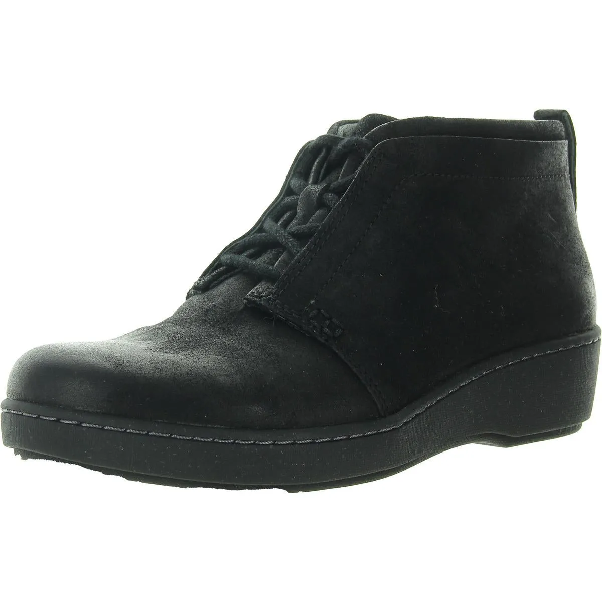 Womens Cushioned Footbed Leather Ankle Boots