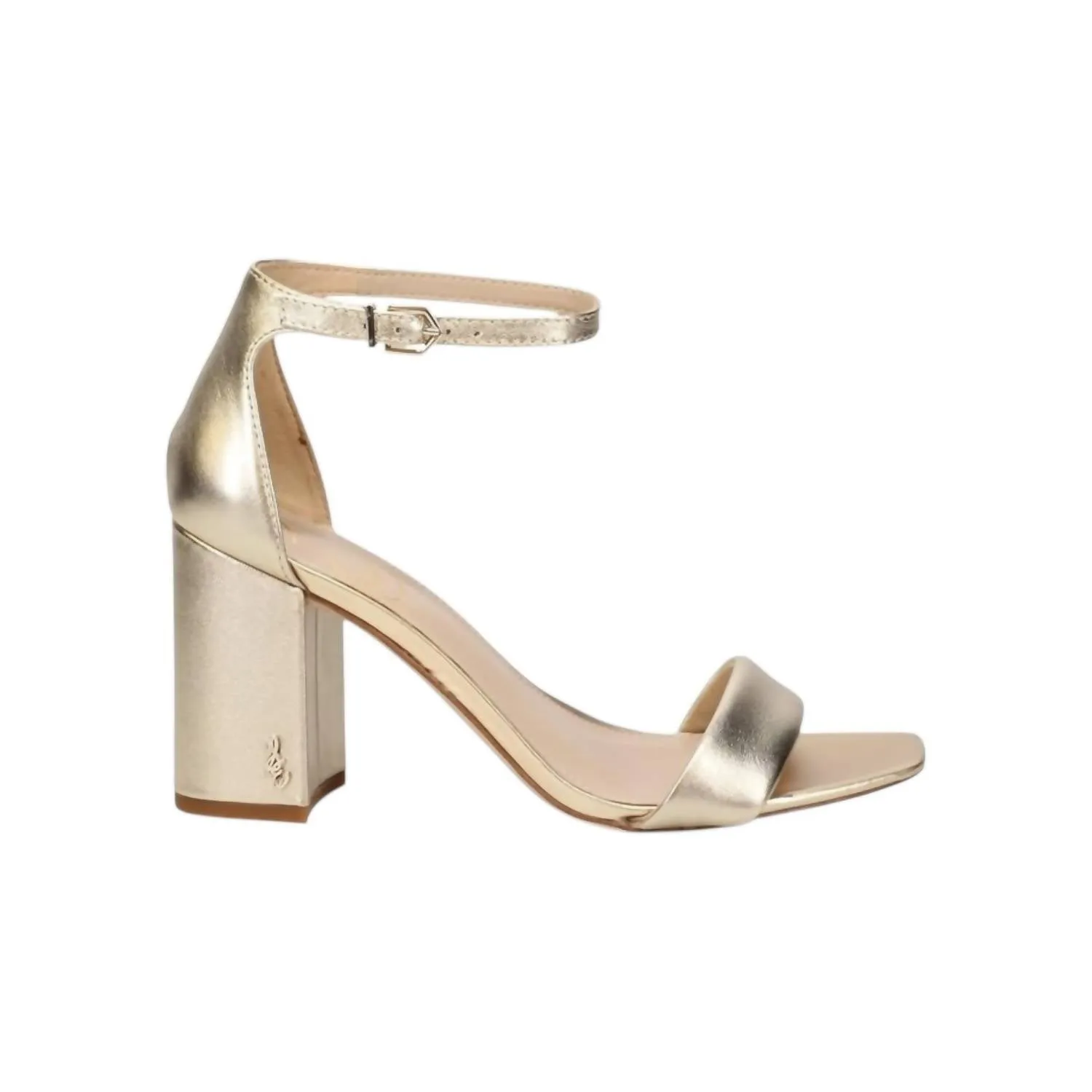 Women's Daniella Leather Block Heels In Gold Leather