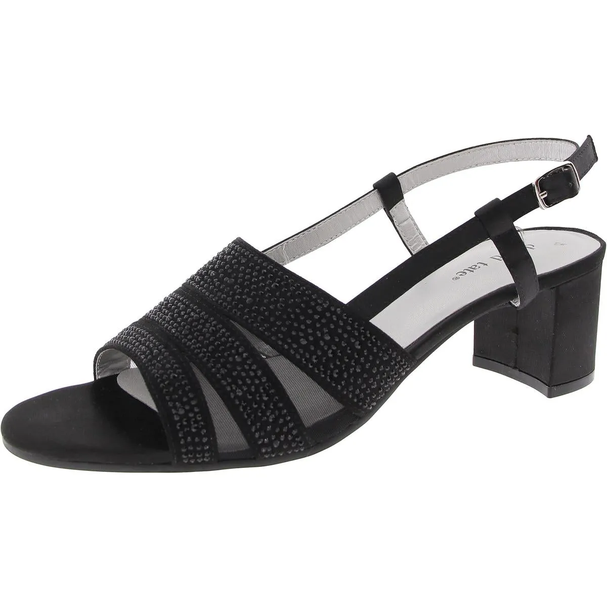 Womens Embellished Faux Suede Slingback Heels