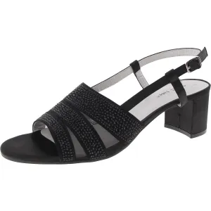 Womens Embellished Faux Suede Slingback Heels