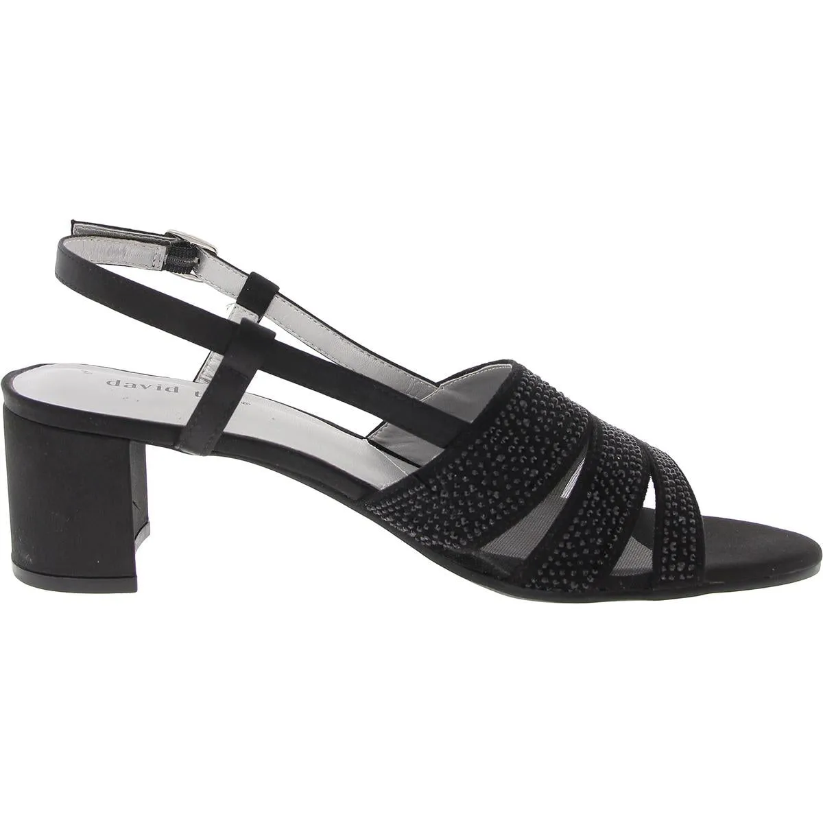 Womens Embellished Faux Suede Slingback Heels