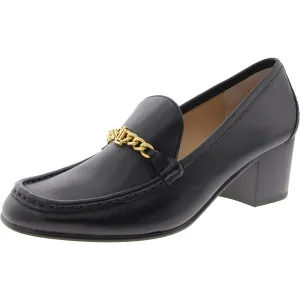 Womens Embellished Leather Loafer Heels